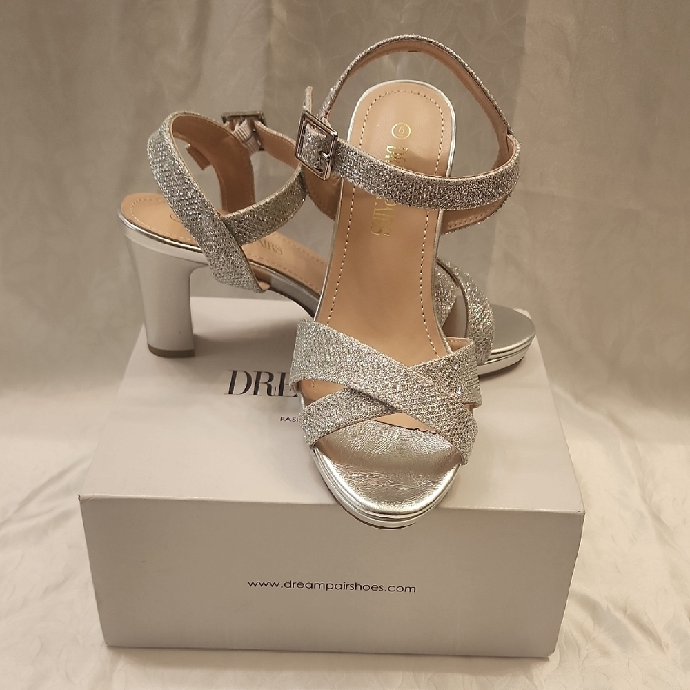 Dream Pairs Women's Silver Strappy Heels